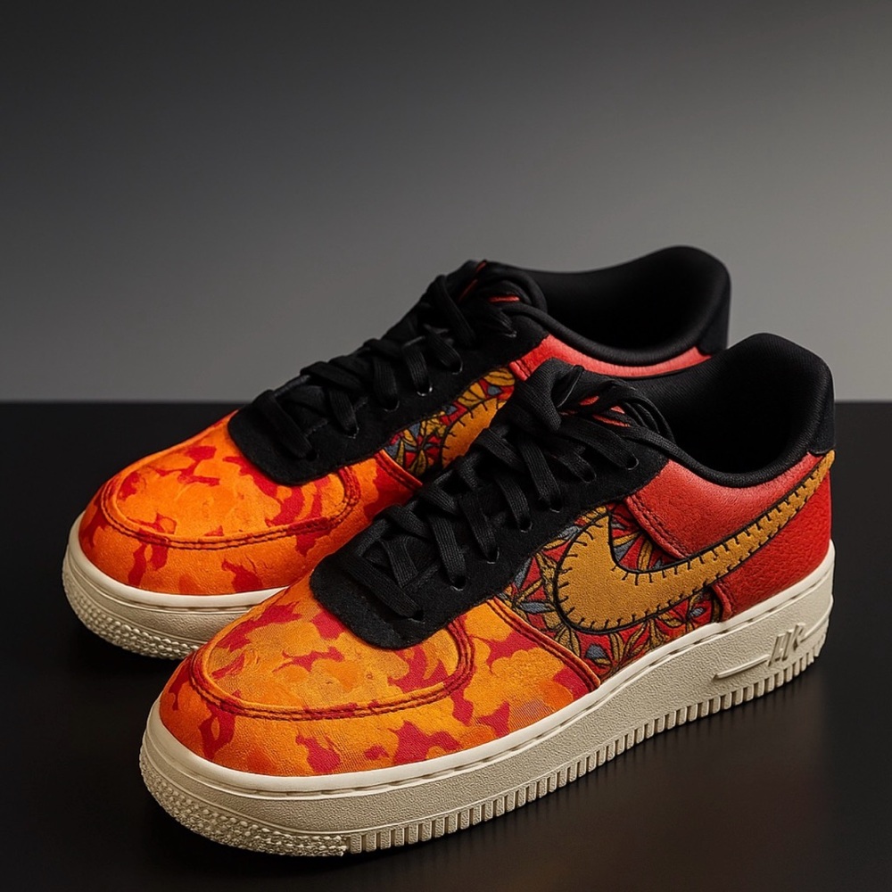 Nike Air Force 1 Bold Orange and Black Sneakers